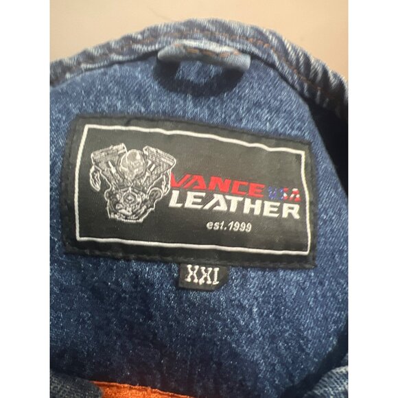 Vance Leather USA Mens Denim Vest XXL Orange Mesh Lining 100% Cotton Casual Oute - Picture 4 of 7